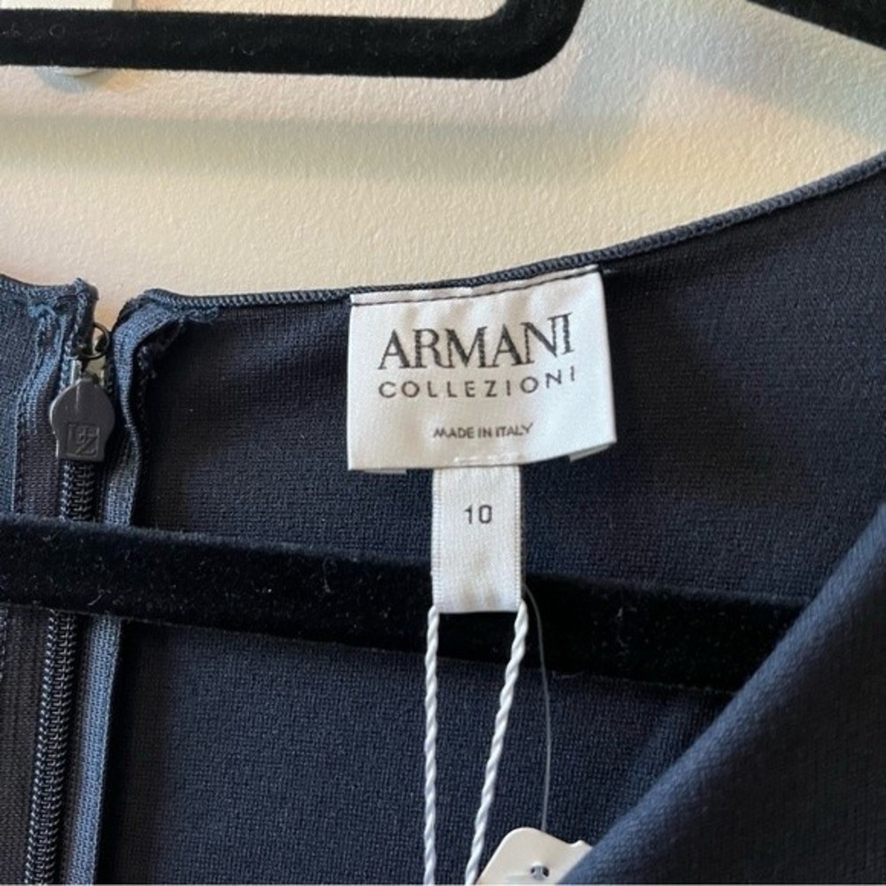 ARMANI COLLEZIONI Navy Blue Faux-Wrap Dress Size 10 - Picture 6 of 9